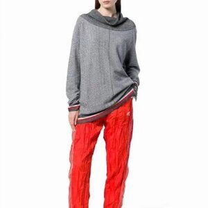 [New] Stella McCartney (EU46) Chevron Mix Black/Ivory/Red Oversized Cowl Sweater